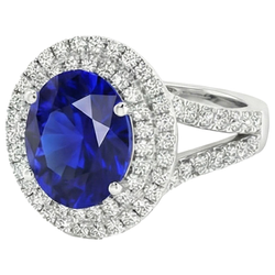 Natural Sapphire Ring 6.75ct - White Gold 14K