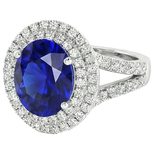 natural round sapphire 6.75ct ring front view