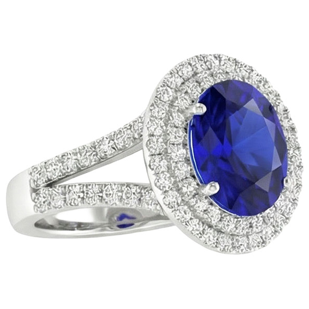 natural round sapphire 6.75ct ring close up detail
