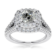 Double Halo Cushion Old Miner Real Diamond Ring 6.25 Carats Split Shank