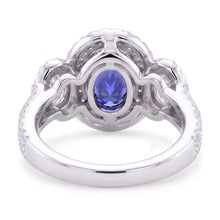 Double Halo Cushion Sapphire Ring 3 Carats White Gold 14K