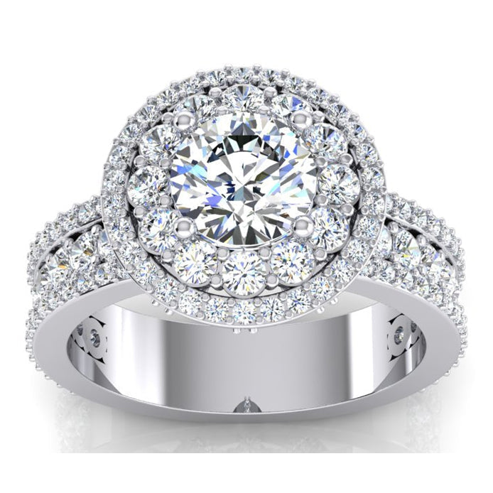 Double Halo Genuine Diamond Ring 3 Carats