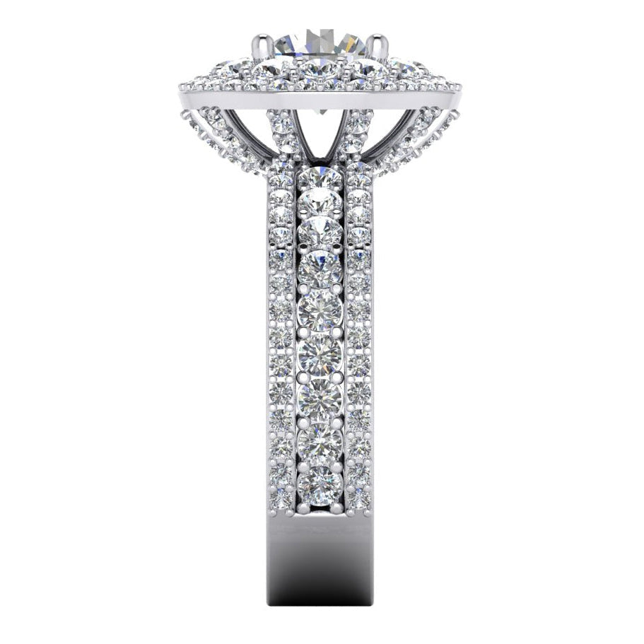 Double Halo Genuine Diamond Ring 3 Carats