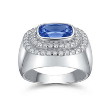 Double Halo Men's Ring Bezel Set Cushion IGI CERTIFIED Blue Sapphire 4.50 Ct