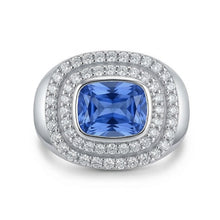 Double Halo Men's Ring Bezel Set Cushion Natural Blue Sapphire 4.50 Ct