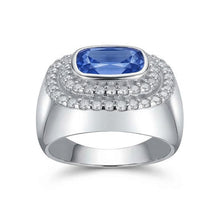 Double Halo Men's Ring Bezel Set Cushion Natural Blue Sapphire 4.50 Ct