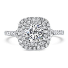 Double Halo Natural Diamond Engagement Ring 3 Carats