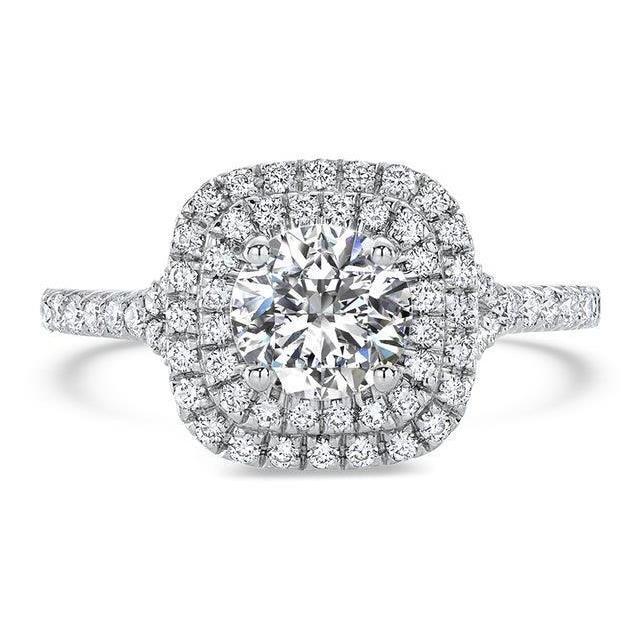 Double Halo Natural Diamond Engagement Ring 3 Carats