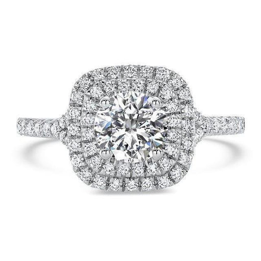 Double Halo Natural Diamond Engagement Ring 3 Carats