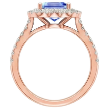 Double Halo Natural Earth Mined Diamond Engagement Ring 5 Carats Asscher Ceylon Sapphire