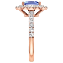 Double Halo Natural Earth Mined Diamond Engagement Ring 5 Carats Asscher Ceylon Sapphire