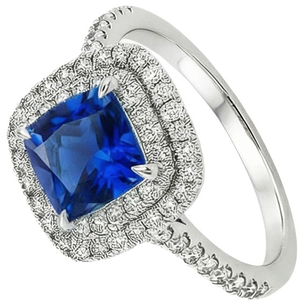 natural round sapphire 3.25ct ring top view
