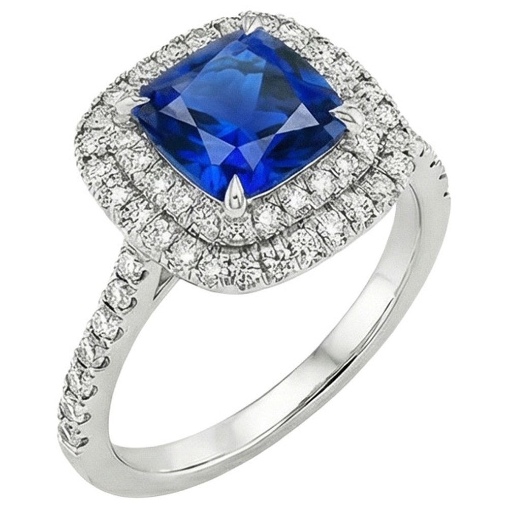 natural round sapphire 3.25ct ring side angle