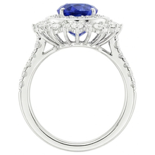 Double Halo Oval Blue Sapphire Ring Bezel Set 4 Carats Star Style