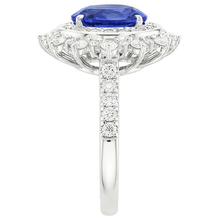 Double Halo Oval Blue Sapphire Ring Bezel Set 4 Carats Star Style