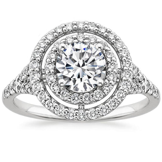 Double Halo Real Diamond Engagement Ring 2.50 Carats