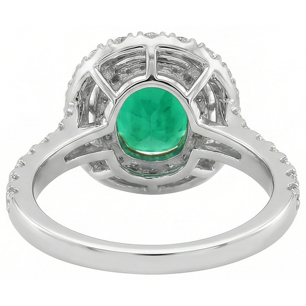 Precious Stone Ring 14K Two Tone Gold with Colombian Emerald – top view