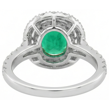 Precious Stone Ring 14K Two Tone Gold with Colombian Emerald – top view