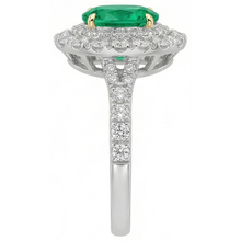 Real Colombian Emerald Precious Stone Ring 2 ct 14K Two Tone Gold – profile view