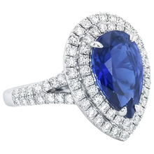 natural round sapphire 6.50ct ring close up detail