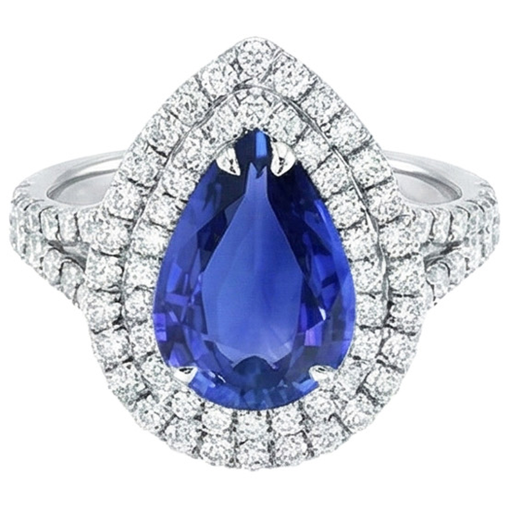 natural round sapphire 6.50ct ring top view