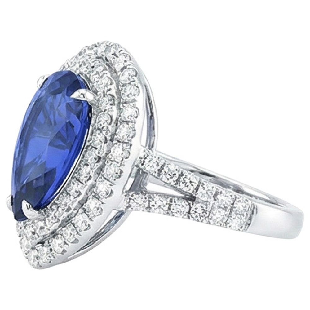 natural round sapphire 6.50ct ring profile view