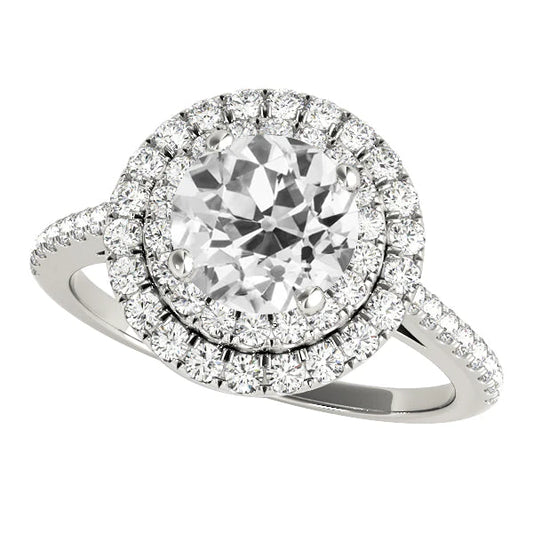Double Halo Ring Real Old Miner Diamond With Accents Pave Set 5.50 Carats