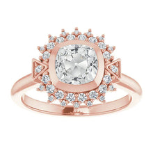 Double Halo Ring Real Old Miner Diamonds Bezel Set 5 Carats Flower Style