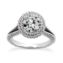 Double Halo Ring Round Old Miner Natural Earth Mined Diamond 4 Prong Set 5.75 Carats