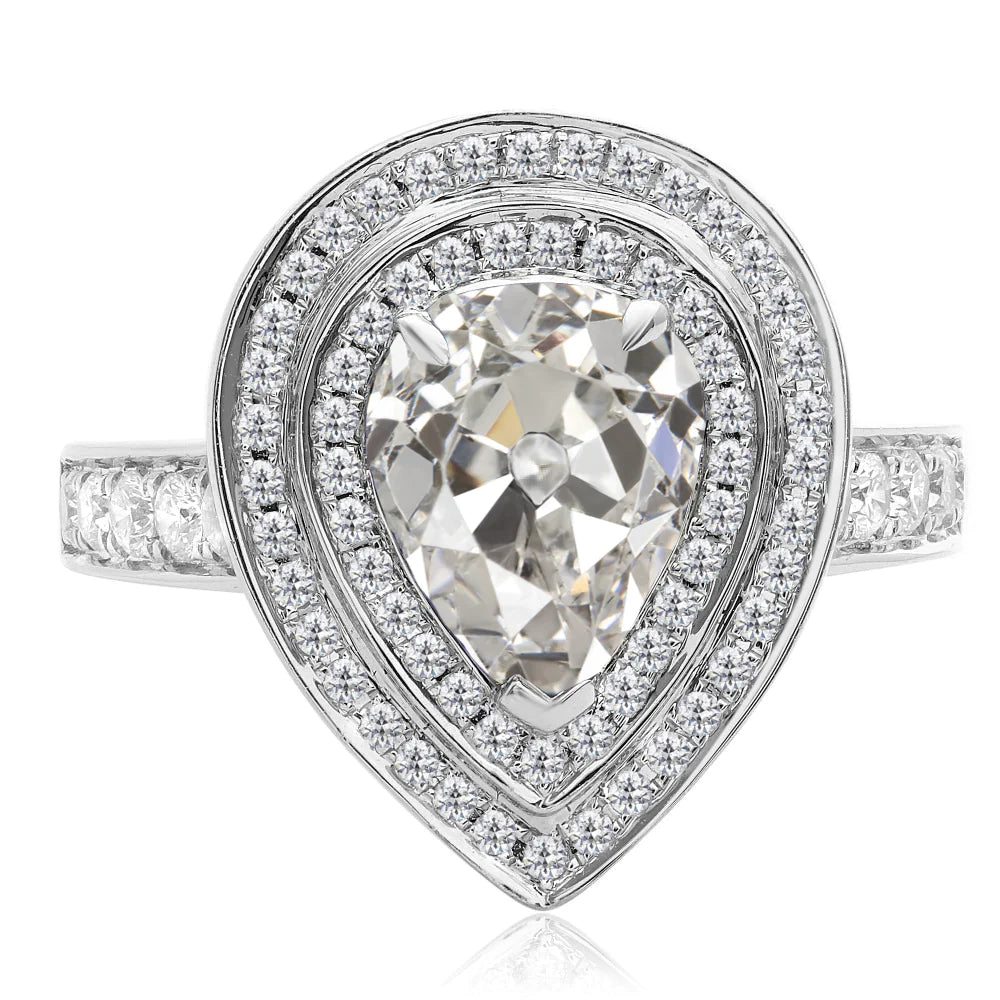 Double Halo Ring Round & Oval Old Mine Cut Natural Diamond 10.50 Carats