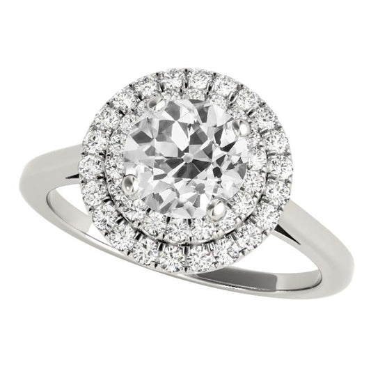 Double Halo Round Old Miner Natural Diamond Ring Jewelry 5.75 Carats