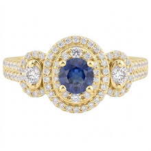 Double Halo Round Sapphire Ring Pave Set Natural Earth Mined Diamonds 4.50 Carats