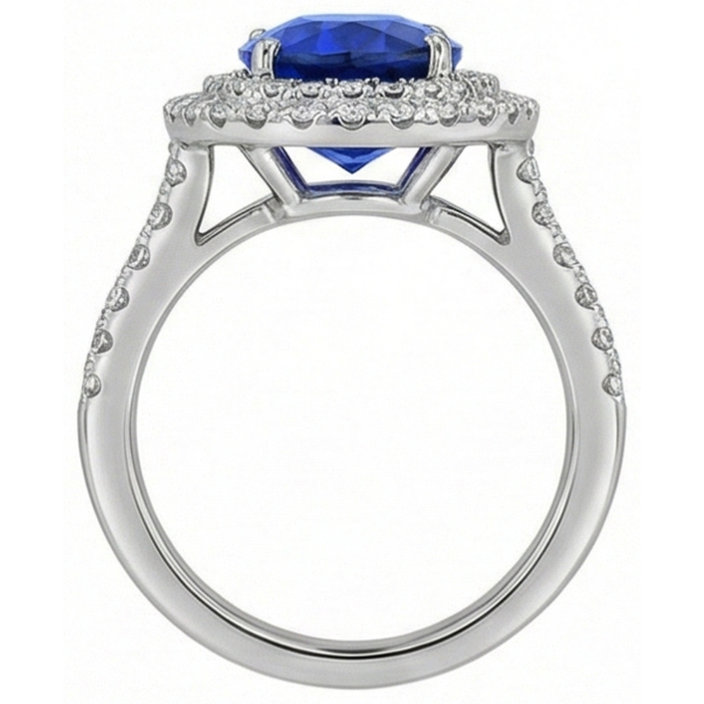 Double Halo Sri Lanka Natural Earth Mined Diamond Ring