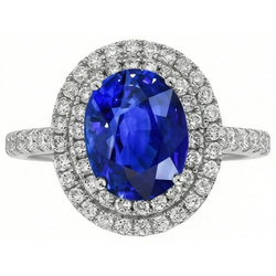 Double Halo Sri Lanka Natural Earth Mined Diamond Ring