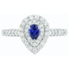 natural round sapphire 3ct ring on white background