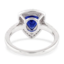 Double Halo Trillion Blue Sapphire Ring 2 Carats Accented Natural Earth Mined Diamonds