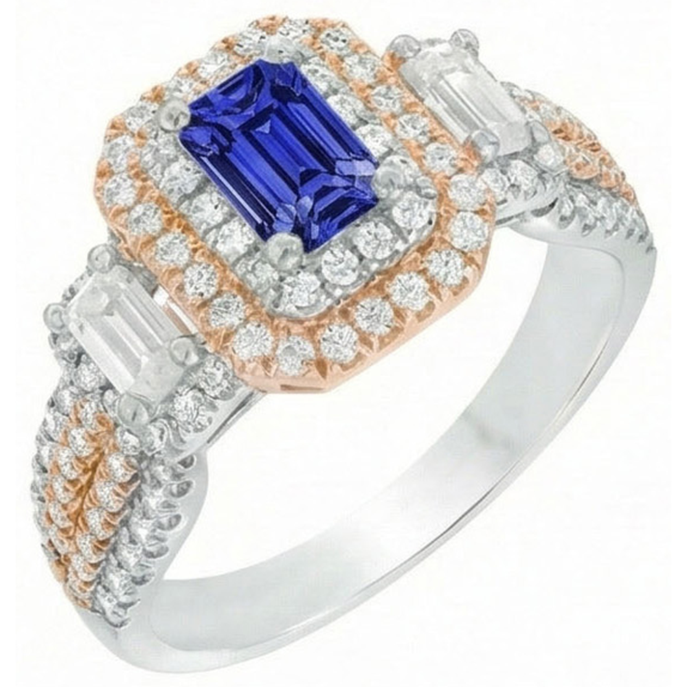 natural emerald sapphire 4ct ring side angle