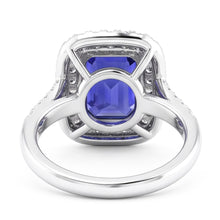Double Halo Wedding Ring Emerald Blue Sapphire & Natural Earth Mined Diamonds 4 Carats