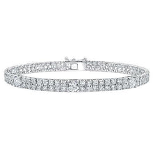 Double Row Real Diamonds Bracelet Prong Set Round Cut 10 Carats WG 14K