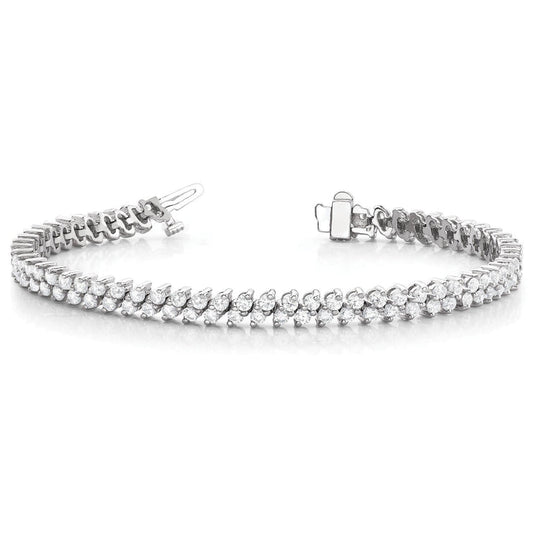 Double Row Round Cut 7.70 Carats Genuine Diamonds Tennis Bracelet
