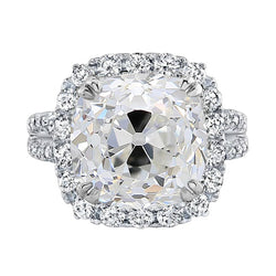 Double Shank Halo Cushion Old Miner Natural Diamond Ring 4.50 Carats