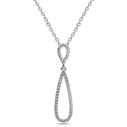 Double Tear Drop Shaped Pendant Necklace 5.20 Ct Real Diamonds White Gold