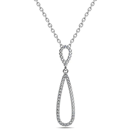 Double Tear Drop Shaped Pendant Necklace 5.20 Ct Real Diamonds White Gold