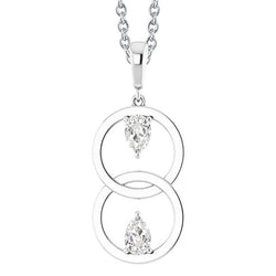 Drop Pendant 14K White Gold – Fine Diamond Old Mine Cut 2 ct