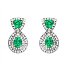 Fine Emerald Gemstone Earring 1-ct 14K Two Tone Gold – main view