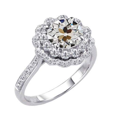 Halo Setting Ring 14 Karat White Gold with Brilliant Diamond – main view