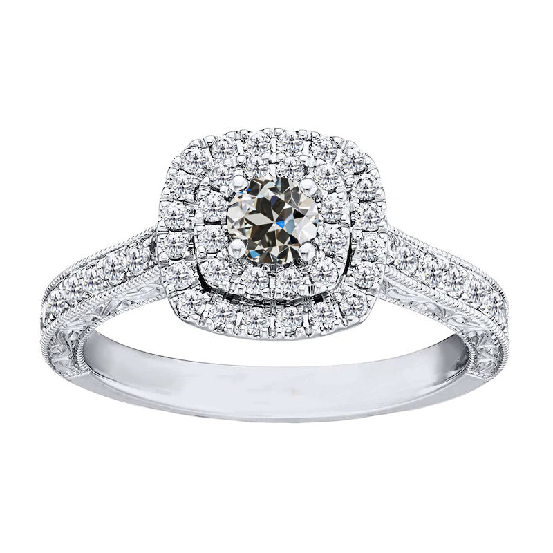 Halo Engagement Ring 14 Karat White Gold with Fine Diamond – main view