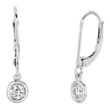 Drop Down Bezel Earrings Genuine Diamonds Leverback White Gold 0.80 Carats