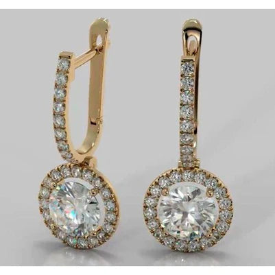 Drop Earrings Round Natural Diamond 4.50 Carats