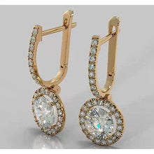 Drop Earrings Round Natural Diamond 4.50 Carats